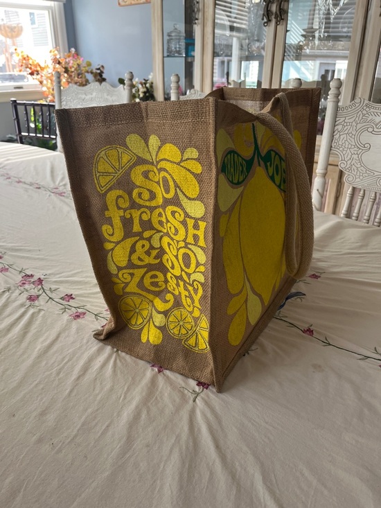 Yellow Lemon Trader Joe’s Jute Tote Bag - Picture 2 of 4